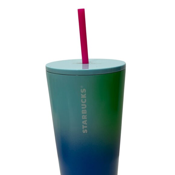 Starbucks Stainless Steel Tumbler Venti Cold Pink Green Blue New Coffee Ombre - Picture 2 of 6
